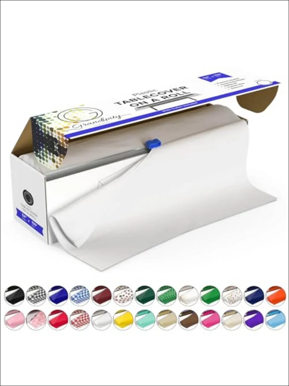 Grandipity Plastic Table Cloth Roll 54in x 100ft Slide Cutter Disposable